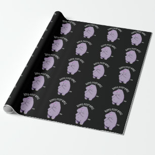 Hippo-poot-amus Funny Farting Hippo Pun Dark BG Geschenkpapier