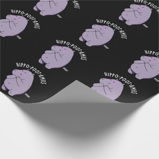 Hippo-poot-amus Funny Farting Hippo Pun Dark BG Geschenkpapier (Ecke)