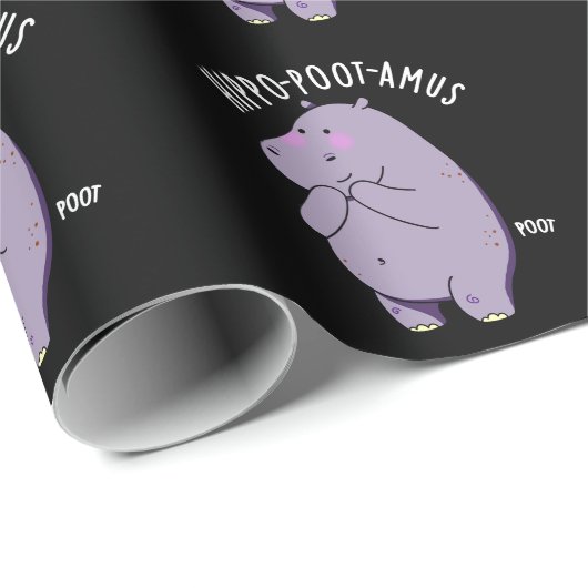 Hippo-poot-amus Funny Farting Hippo Pun Dark BG Geschenkpapier (Rolleneckpunkt)