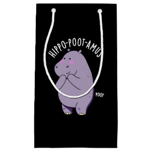 Hippo-poot-amus Funny Farting Hippo Pun Dark BG Kleine Geschenktüte