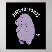 Hippo-poot-amus Funny Farting Hippo Pun Dark BG Poster (Vorne)