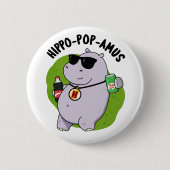 Hippo-Pop-amus Funny Hippo Soda Pop Pun Button (Vorderseite)