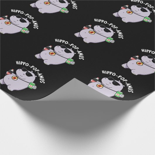 Hippo-Pop-amus Funny Hippo Soda Pop Pun Dark BG Geschenkpapier (Ecke)