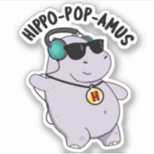 Hippo-Pop-amus Funny Pop Musik Hippo Pun Aufkleber (Vorderseite)