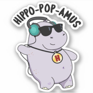 Hippo-Pop-amus Funny Pop Musik Hippo Pun Aufkleber