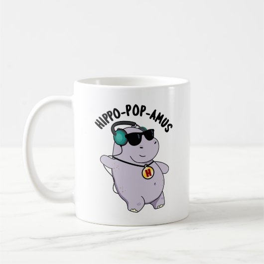 Hippo-Pop-amus Funny Pop Musik Hippo Pun Kaffeetasse (Links)
