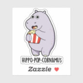 Hippo-Pop-cornamus Funny Hippo Pun Aufkleber (Blatt)