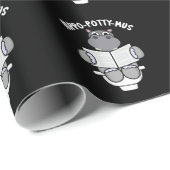 Hippo-potty-mus Funny Animal Hippo Pun Dark BG Geschenkpapier (Rolleneckpunkt)