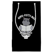 Hippo-potty-mus Funny Animal Hippo Pun Dark BG Kleine Geschenktüte (Vorderseite)