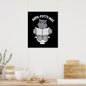 Hippo-potty-mus Funny Animal Hippo Pun Dark BG Poster (Küche)