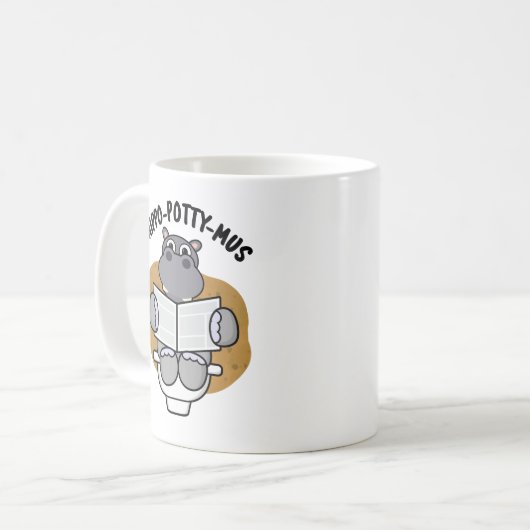 Hippo-potty-mus Funny Animal Hippo Pun Kaffeetasse (Vorderseite Links)