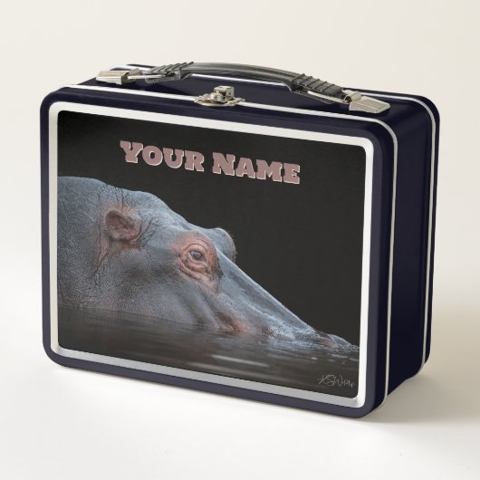 Hippo Power Lunch Box - Individuelle Name Geschenk (Vorderseite)