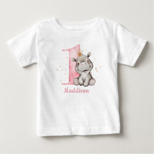 Hippo Princess Baby Girl 1. Geburtstag T-shirt