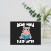 Hippo Read Now Sleep Postkarte (Stehend Vorderseite)