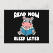 Hippo Read Now Sleep Postkarte (Vorderseite)