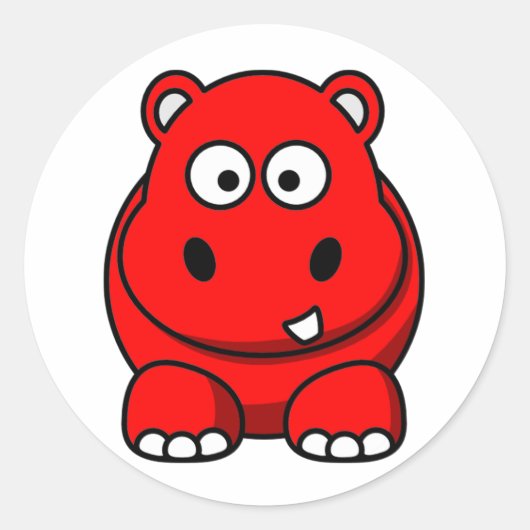 Hippo Red Runder Aufkleber (Vorderseite)