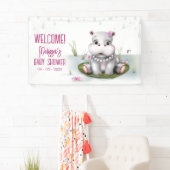 Hippo River Adventure Girl Baby Shower Banner (Insitu)