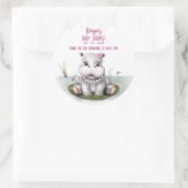 Hippo River Adventure Girl Baby Shower Runder Aufkleber (Tasche)