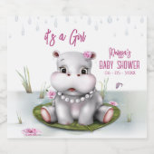 Hippo River Adventure Girl Baby Shower Schaumweinetikett (Einzelnes Label)