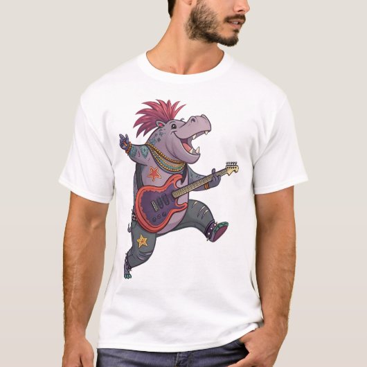 Hippo Rockstar T-Shirt (Vorderseite)