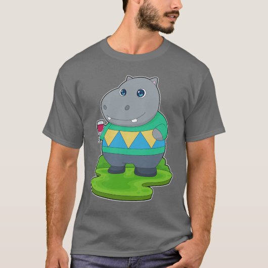 Hippo Rotwein T-Shirt (Vorderseite)