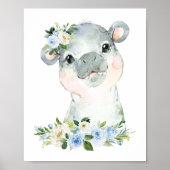 Hippo, Safari, Dschungel, Blumen, Junge Kinderzimm Poster (Vorne)