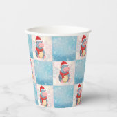 Hippo Santa Happy Frohe Weihnachts-Karo Muster Pappbecher (Vorderseite)