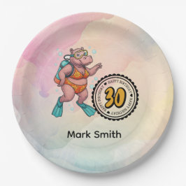 Hippo scuba diver 30th Birthday  Pappteller