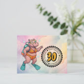Hippo scuba diver 30th Birthday  Postkarte (Stehend Vorderseite)