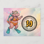 Hippo scuba diver 30th Birthday  Postkarte (Vorderseite)