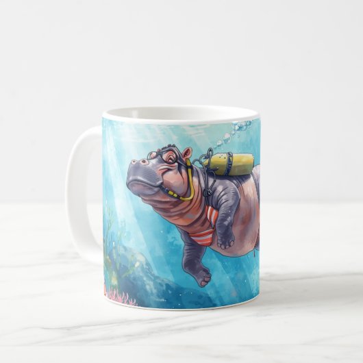 Hippo Scuba Unterwasser Kaffeetasse (Vorderseite Links)
