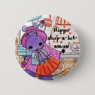 Hippo Shopping-Hippo Shop-eine Menge amus! Button