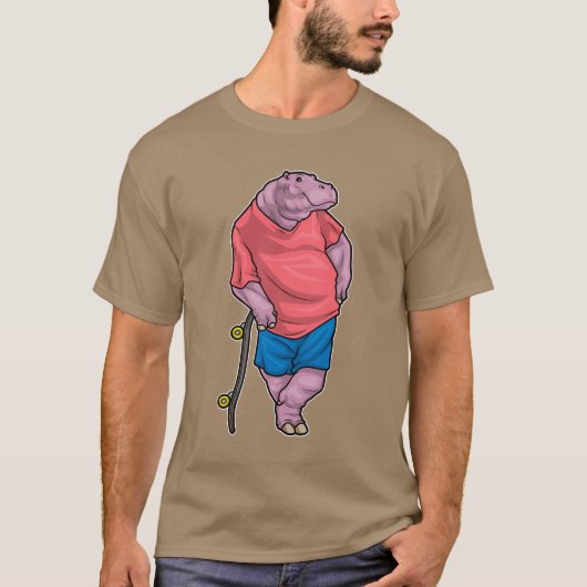 Hippo Skater Skateboard T-Shirt (Vorderseite)