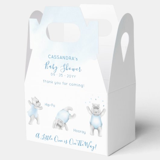 Hippo Somersault Baby Boy Shower Geschenkschachtel (Geöffnet)
