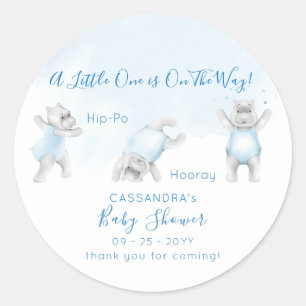 Hippo Somersault Baby Boy Shower Runder Aufkleber