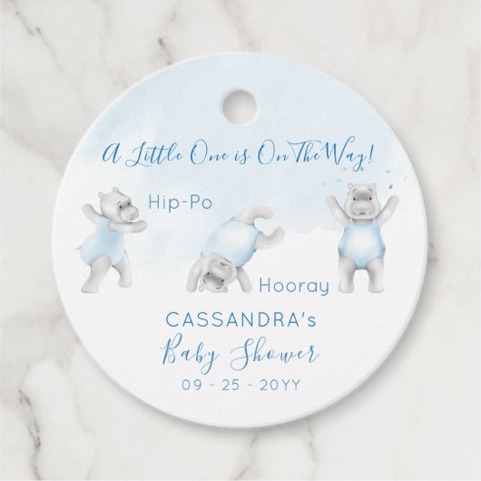 Hippo Somersault Baby Shower Geschenkanhänger (Vorderseite)