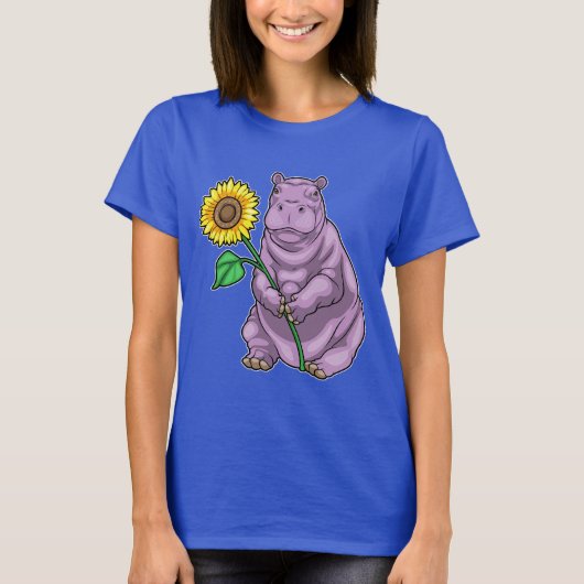 Hippo Sonnenblume Blume T-Shirt (Vorderseite)