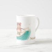  Hippo Surfer in  Bikini for Christmas Porzellantasse (Vorderseite Rechts)