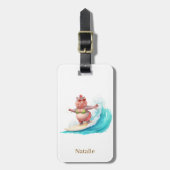 Hippo Surfer on Surf Board Gepäckanhänger (Vorderseite vertikal)