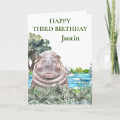 Hippo Süsse Geburtstag Safari Hippopotamus Karte (Vorderseite)