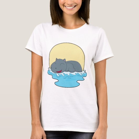 Hippo Swimming T-Shirt (Vorderseite)