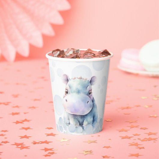 Hippo Themed Baby Dusche Pappbecher (Insitu)