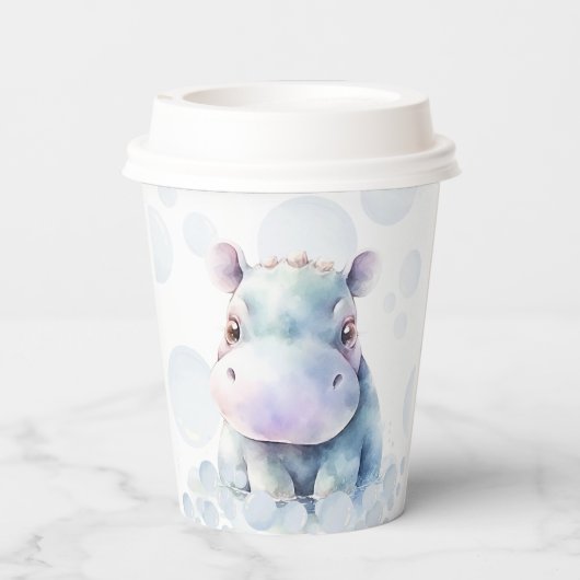 Hippo Themed Baby Dusche Pappbecher (Rückseite)