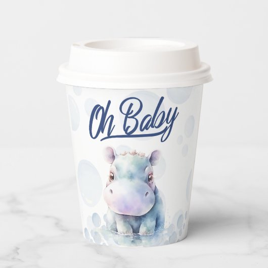 Hippo Themed Baby Dusche Pappbecher (Rückseite)