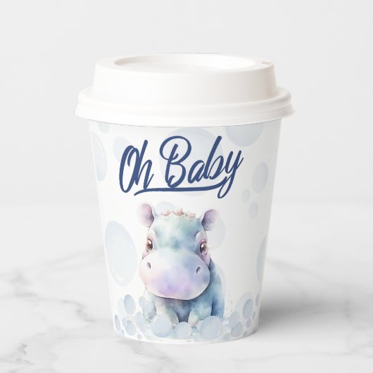 Hippo Themed Baby Dusche Pappbecher (Vorderseite)