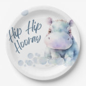 Hippo Themed Baby Dusche Pappteller (Vorderseite)