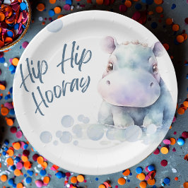 Hippo Themed Baby Dusche Pappteller