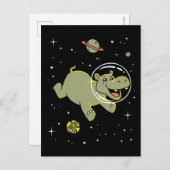 Hippo-Tiere im Weltraum Postkarte (Vorne/Hinten)