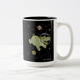 Hippo-Tiere im Weltraum Zweifarbige Tasse