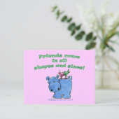 Hippo und Bird Friends Postkarte (Stehend Vorderseite)